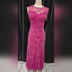 Strapless Magenta Floral Dress